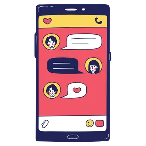Ilustración de Noah enviando una nota de voz desde su celular