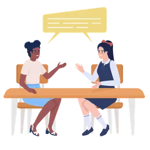 Estudiantes practicando inglés