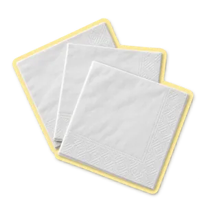 Three square white napkins